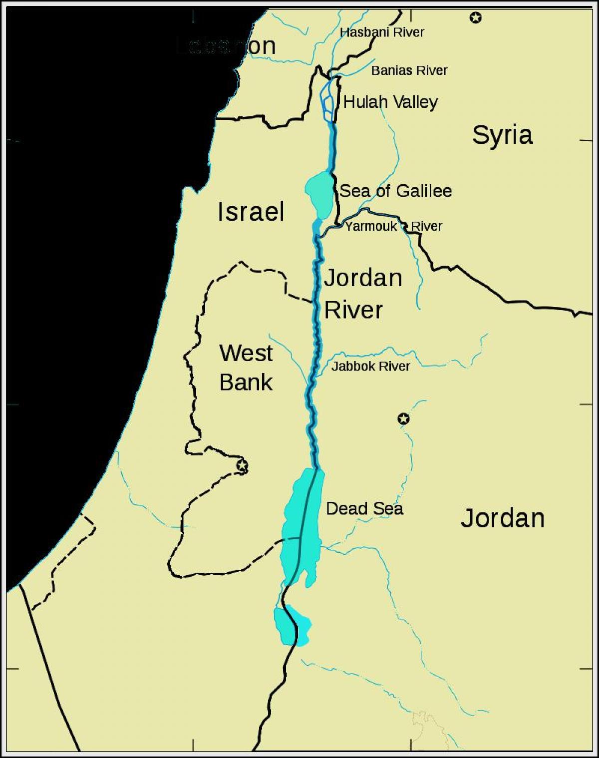 Jordani jõe lähis-ida kaarti