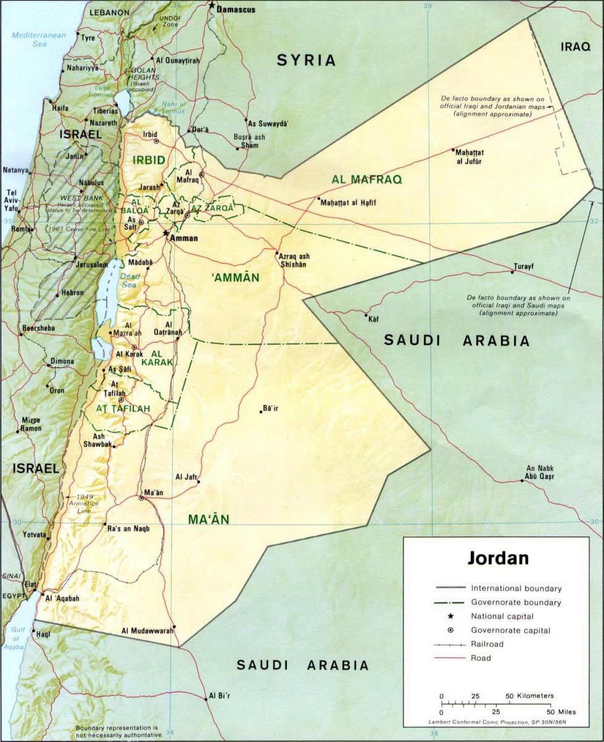 üksikasjalik kaart Jordaania