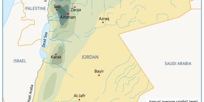 Kaart Jordaania geograafia