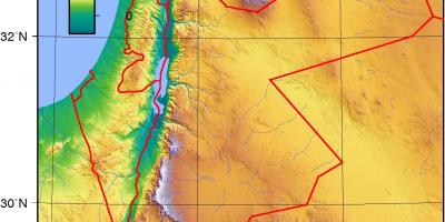 Kaart Jordaania topograafiline