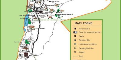 Kaart Jordaania turismiobjektide